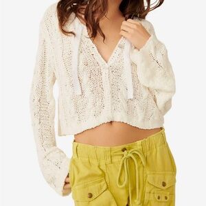White Free People Sweater - “Robyn Cardi / Bright White” XS